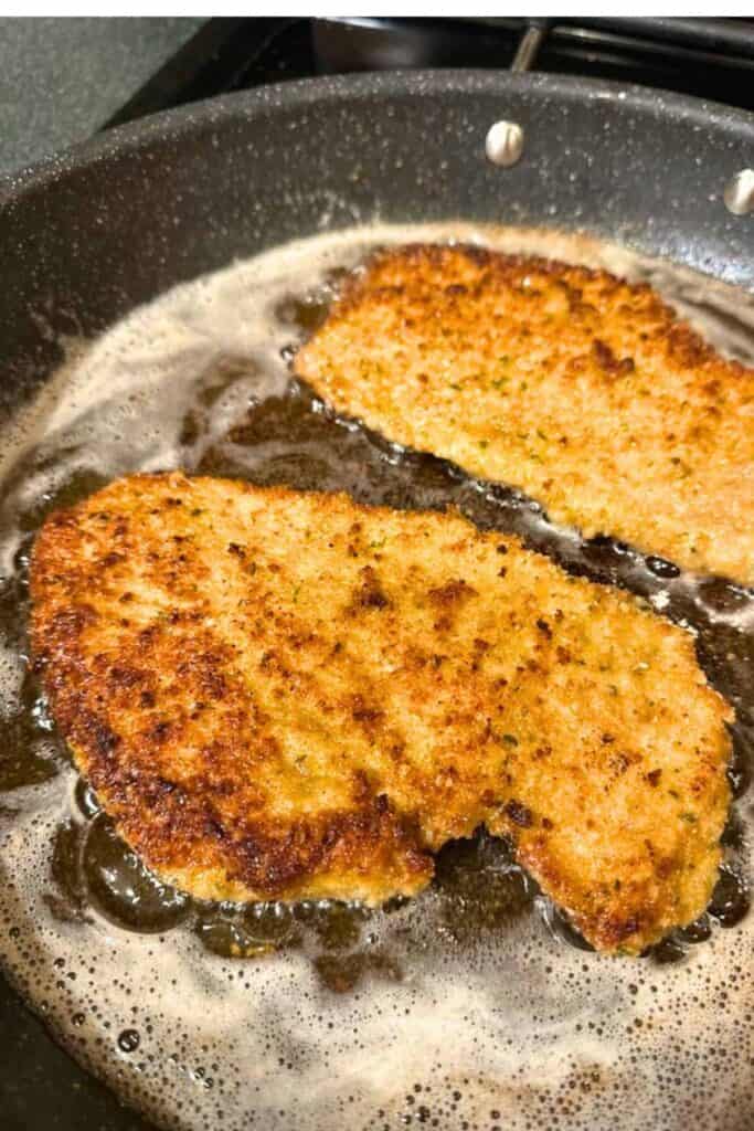 Chicken cutlets in a frying pan