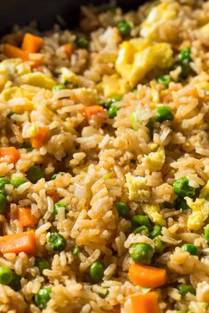 Bowl full of Blackstone chicken fried rice