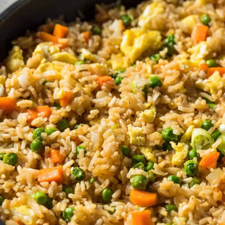 Bowl full of Blackstone chicken fried rice
