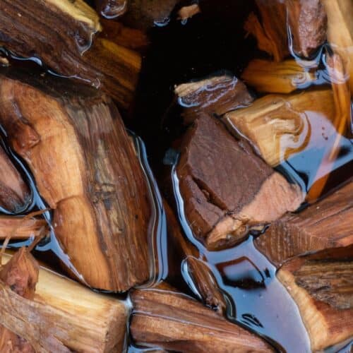 Wood chips soaking in water