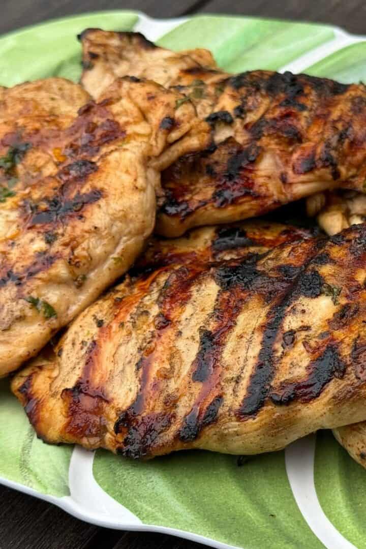 Platter full of grilled tequila lime chicken breast