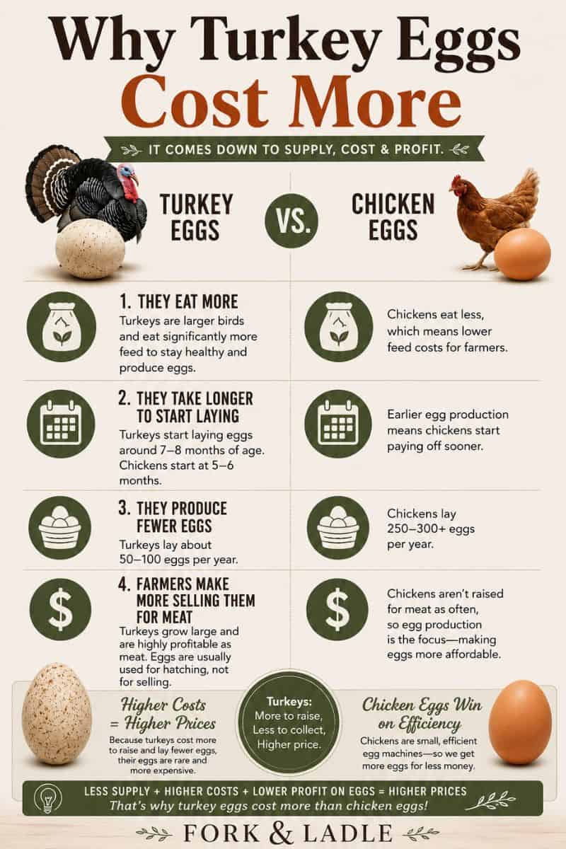 Infographic explaning why turkey eggs are so expensive