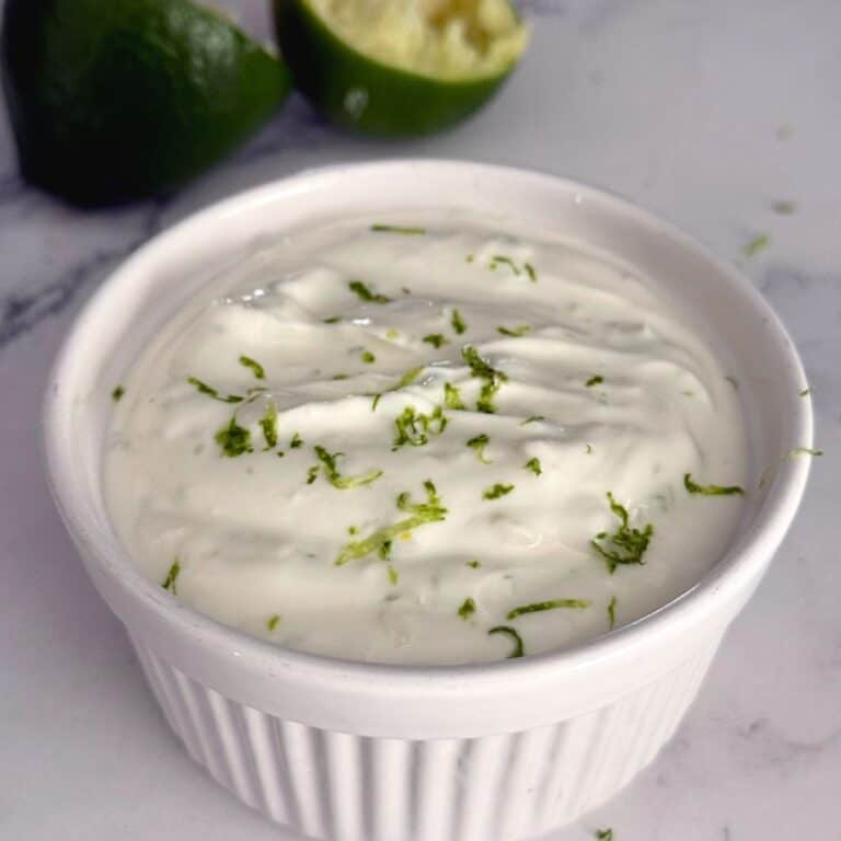 A bowl of fresh garlic lime crema