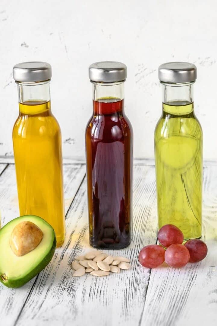 A lineup of different cooking oils