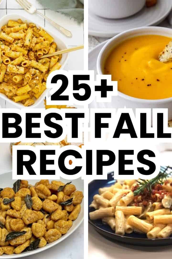 Collage of dishes made from fall recipes