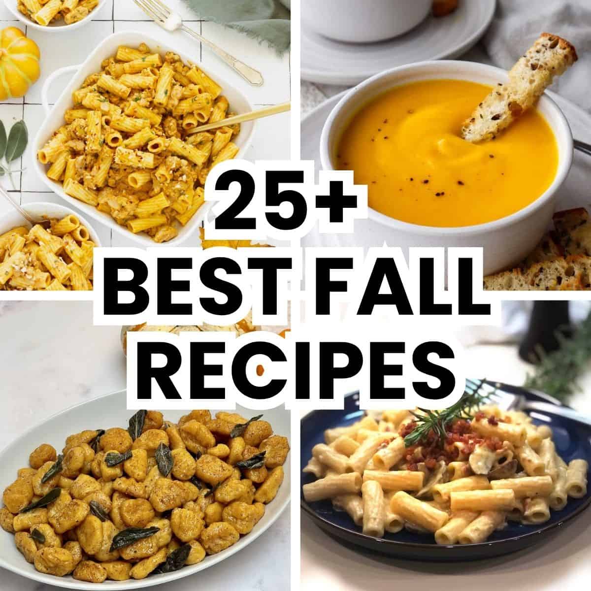 Collage of dishes made from fall recipes